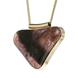 9ct Yellow Gold Blue John Wide Concave Triangle Necklace PUNQ0002447