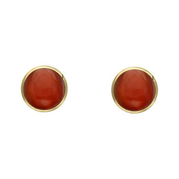 9ct Yellow Gold Carnelian 4mm Classic Small Round Stud Earrings, E001.