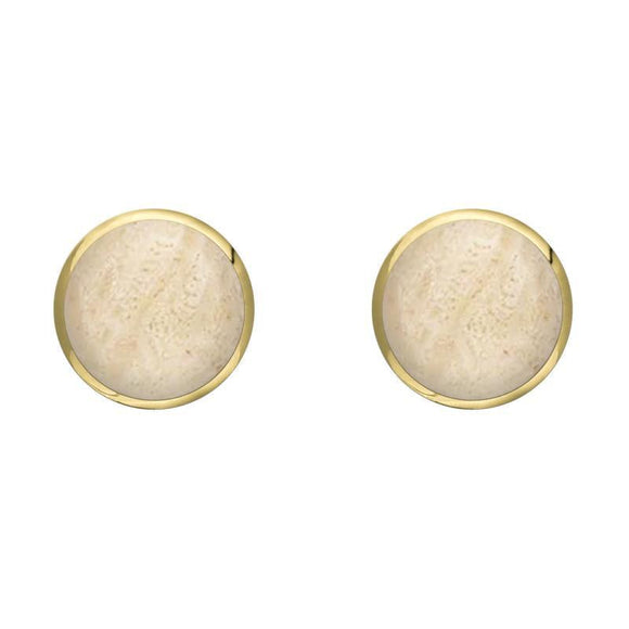 9ct Yellow Gold Coquina 6mm Classic Medium Round Stud Earrings, E003.