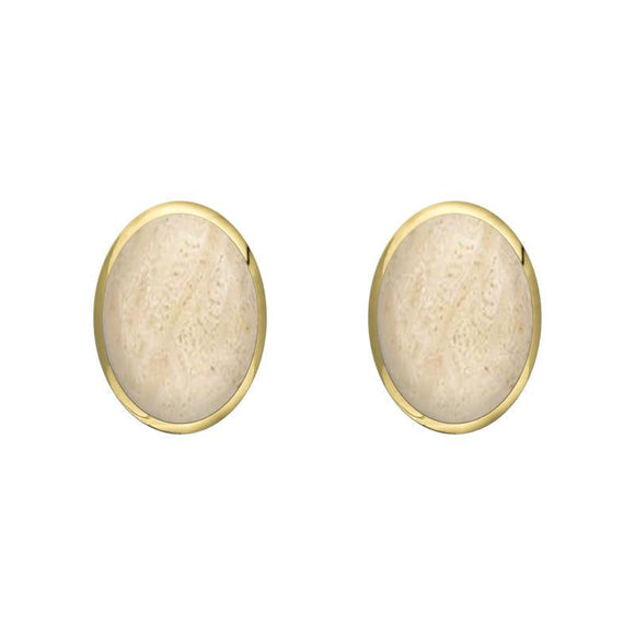 9ct Yellow Gold Coquina 7 x 5mm Classic Small Oval Stud Earrings, E005.