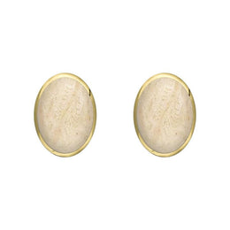 9ct Yellow Gold Coquina 7 x 5mm Classic Small Oval Stud Earrings, E005.