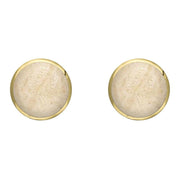 9ct Yellow Gold Coquina 8mm Classic Large Round Stud Earrings, e004.