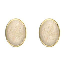 9ct Yellow Gold Coquina 8 x 10mm Classic Large Oval Stud Earrings, E007.