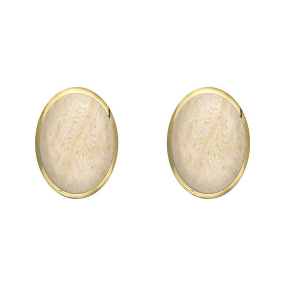 9ct Yellow Gold Coquina 8 x 6mm Classic Medium Oval Stud Earrings, E006.
