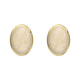 9ct Yellow Gold Coquina 8 x 6mm Classic Medium Oval Stud Earrings, E006.