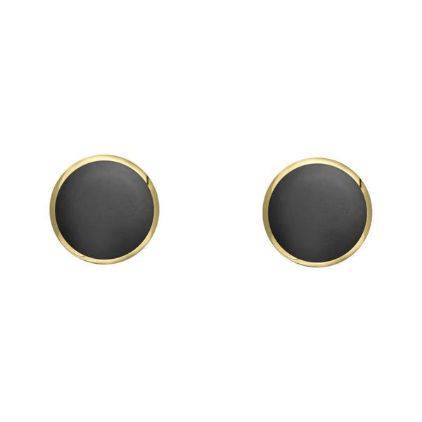 9ct Yellow Gold Hematite 4mm Classic Small Round Stud Earrings, E001.