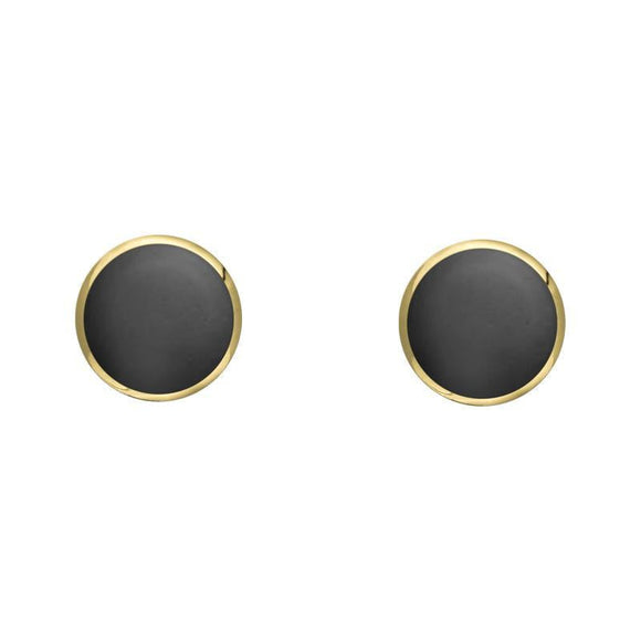 9ct Yellow Gold Hematite 4mm Classic Small Round Stud Earrings, E001.