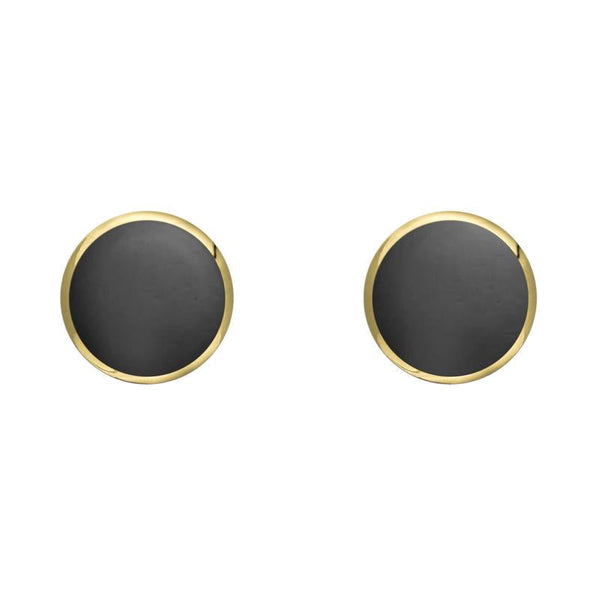 9ct Yellow Gold Hematite 5mm Classic Small Round Stud Earrings, E002.