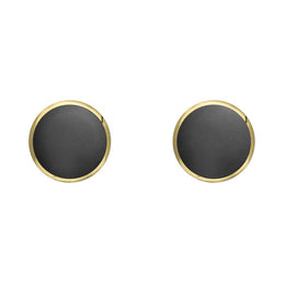 9ct Yellow Gold Hematite 5mm Classic Small Round Stud Earrings, E002.