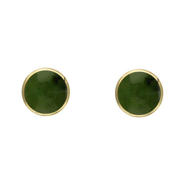 9ct Yellow Gold Jade 4mm Classic Small Round Stud Earrings, E001.