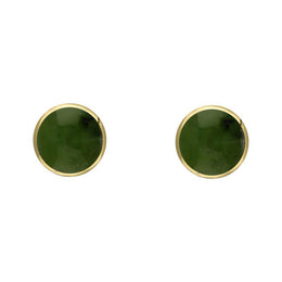 9ct Yellow Gold Jade 4mm Classic Small Round Stud Earrings, E001.
