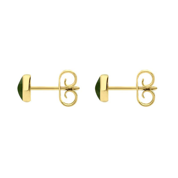 9ct Yellow Gold Jade 5mm Classic Small Round Stud Earrings, E002.