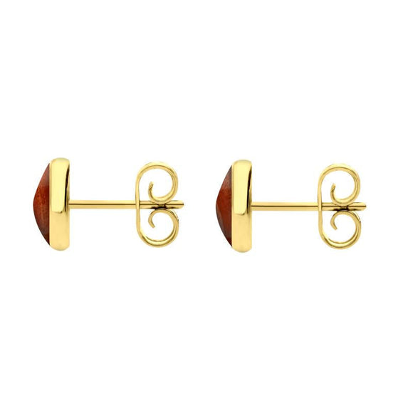 9ct Yellow Gold Jasper 6mm Classic Medium Round Stud Earrings, E003.