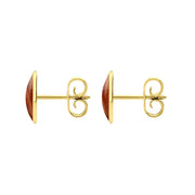 9ct Yellow Gold Jasper 8 x 10mm Classic Large Oval Stud Earrings, E007.