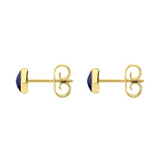 9ct Yellow Gold Lapis Lazuli 5mm Classic Small Round Stud Earrings, E002.