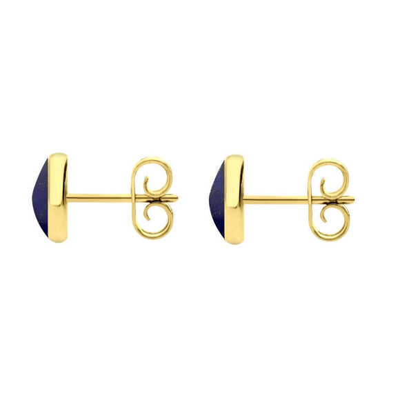 9ct Yellow Gold Lapis Lazuli 6mm Classic Medium Round Stud Earrings, E003.