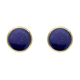 9ct Yellow Gold Lapis Lazuli 6mm Classic Medium Round Stud Earrings, E003.