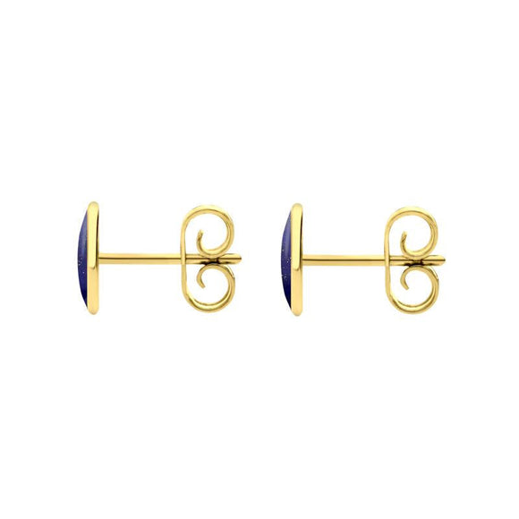 9ct Yellow Gold Lapis Lazuli 7 x 5mm Classic Small Oval Stud Earrings, E005.