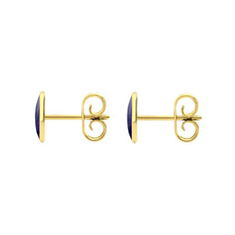 9ct Yellow Gold Lapis Lazuli 7 x 5mm Classic Small Oval Stud Earrings, E005.