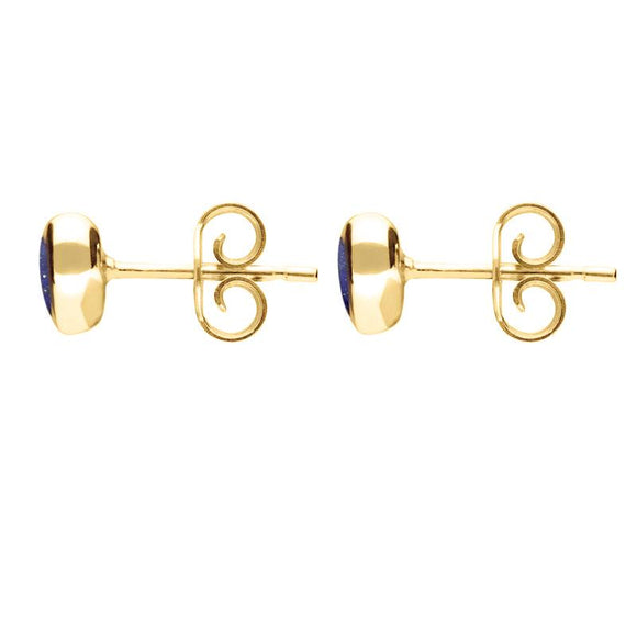 9ct Yellow Gold Lapis Lazuli Framed Heart Stud Earrings. E432.