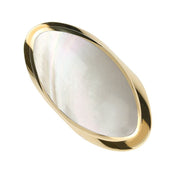 9ct Yellow Gold Mother of Pearl Large Oval Statement Ring, R013.