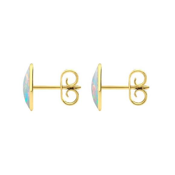 9ct Yellow Gold Opal 8 x 10mm Classic Large Oval Stud Earrings, E007.