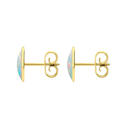 9ct Yellow Gold Opal 8 x 10mm Classic Large Oval Stud Earrings, E007.
