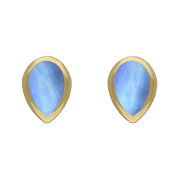 9ct Yellow Gold Sterling Silver Moonstone Stepping Stones Pear Stud Earrings E1294
