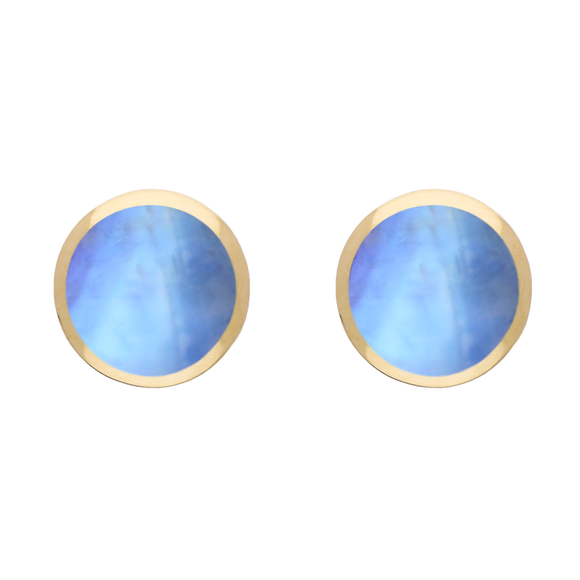 9ct Yellow Gold Sterling Silver Moonstone Stepping Stones Round Stud Earrings E1292