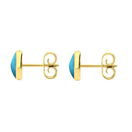 9ct Yellow Gold Turquoise 6mm Classic Medium Round Stud Earrings, E003.