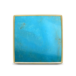 9ct Yellow Gold Turquoise Large Square Ring, R605_3