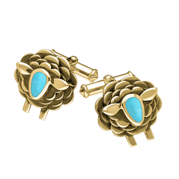 9ct Yellow Gold Turquoise Sheep Cufflinks