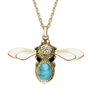9ct Yellow Gold Turquoise Stone Set Body Bee Necklace P3523