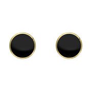 9ct Yellow Gold Whitby Jet 5mm Classic Small Round Stud Earrings. E002.