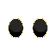 9ct Yellow Gold Whitby Jet Classic Small Oval Stud Earrings, E005.