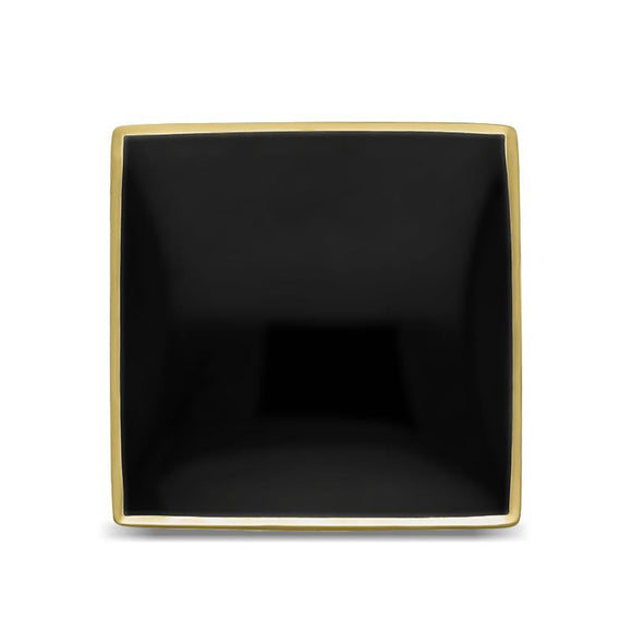 9ct Yellow Gold Whitby Jet Large Square Ring, R605_3