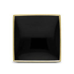 9ct Yellow Gold Whitby Jet Large Square Ring, R605_3