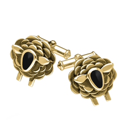 9ct Yellow Gold Whitby Jet Sheep Cufflinks, CL547.