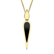 9ct Yellow Gold Whitby Jet Toscana Slim Pear Drop Necklace. P1612.