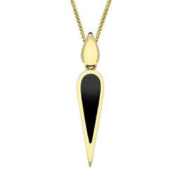 9ct Yellow Gold Whitby Jet Toscana Slim Pear Drop Necklace. P1612.