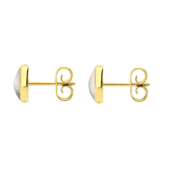 9ct Yellow Gold White Mother of Pearl 6mm Classic Medium Round Stud Earrings, E003.