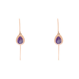 9ct Rose Gold Blue John Cross Disc Drop Earrings