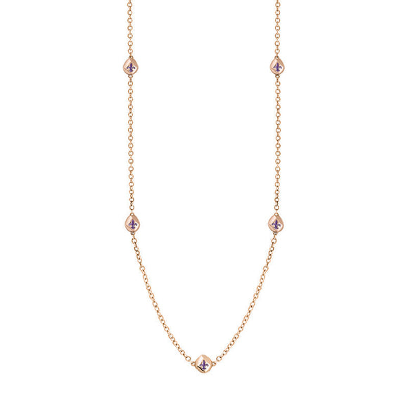 9ct Rose Gold Blue John Fleur De Lis Link Disc Chain Necklace
