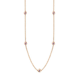 9ct Rose Gold Blue John Fleur De Lis Link Disc Chain Necklace