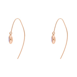9ct Rose Gold Blue John Heart Disc Drop Earrings, E1372.