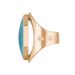 9ct Rose Gold Turquoise King's Coronation Hallmark Large Oval Ring R013 CFH