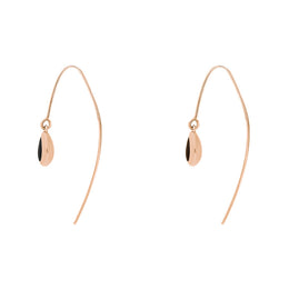 9ct Rose Gold Whitby Jet Cross Disc Drop Earrings