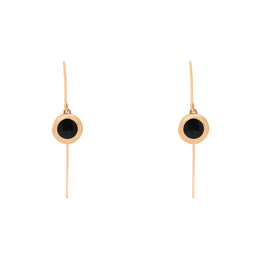 9ct Rose Gold Whitby Jet Heart Disc Drop Earrings, E1372.