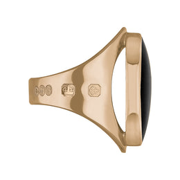 9ct Rose Gold Whitby Jet King's Coronation Hallmark Medium Oval Ring  R012 CFH