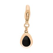 9ct Rose Gold Whitby Jet Pear Shaped Cross Clip Charm, G664.